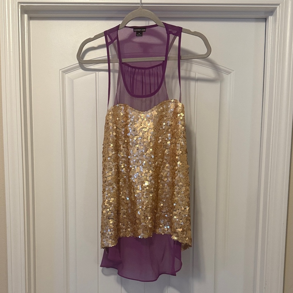 Audrey Ann Purple Sheer Blouse